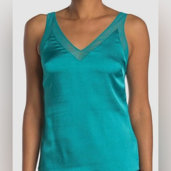 Ted Baker Lilyane Mesh-Trimmed Top Turquoise Sz 1/ XS - Picture 10 of 10